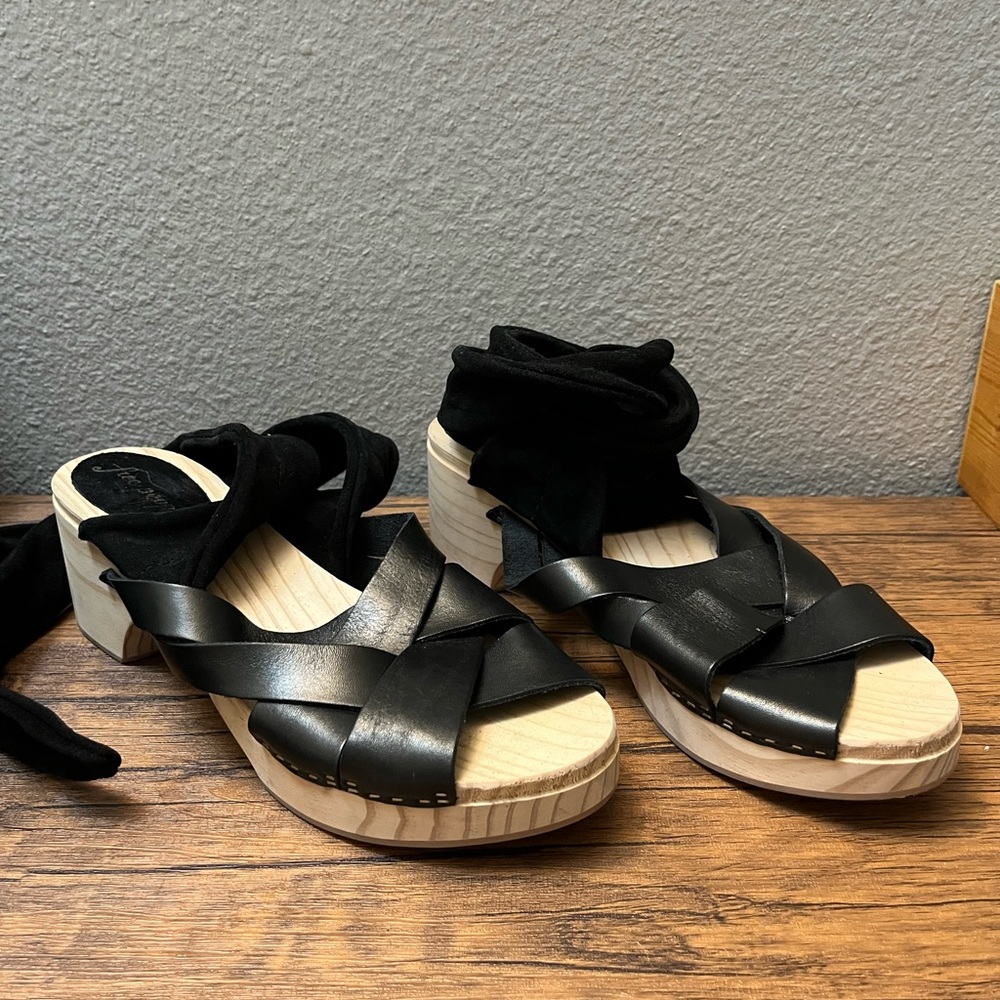Free People Wooden Clog with Suede straps size 41